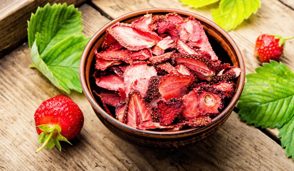 dried strawberries in a bowl